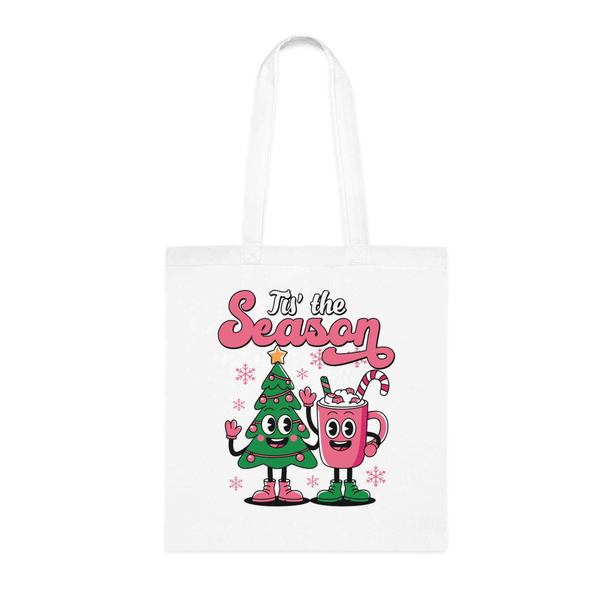 'Tis the Season Christmas Tree & Hot Cocoa Cute Holiday Cotton Tote