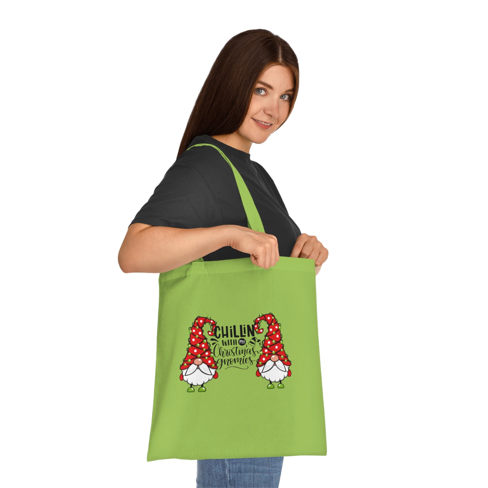 Chillin With My Gnomies Cotton Tote | Christmas Gnome Illustration