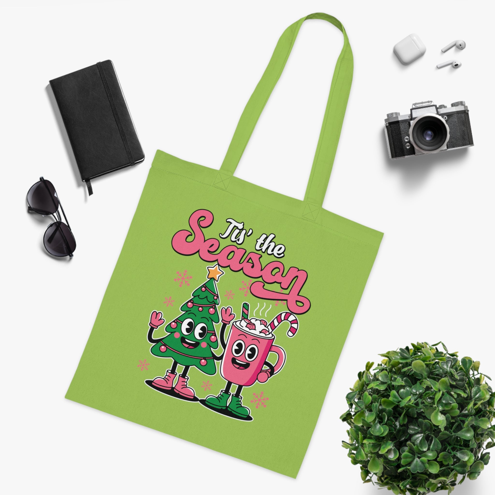 'Tis the Season Christmas Tree & Hot Cocoa Cute Holiday Cotton Tote
