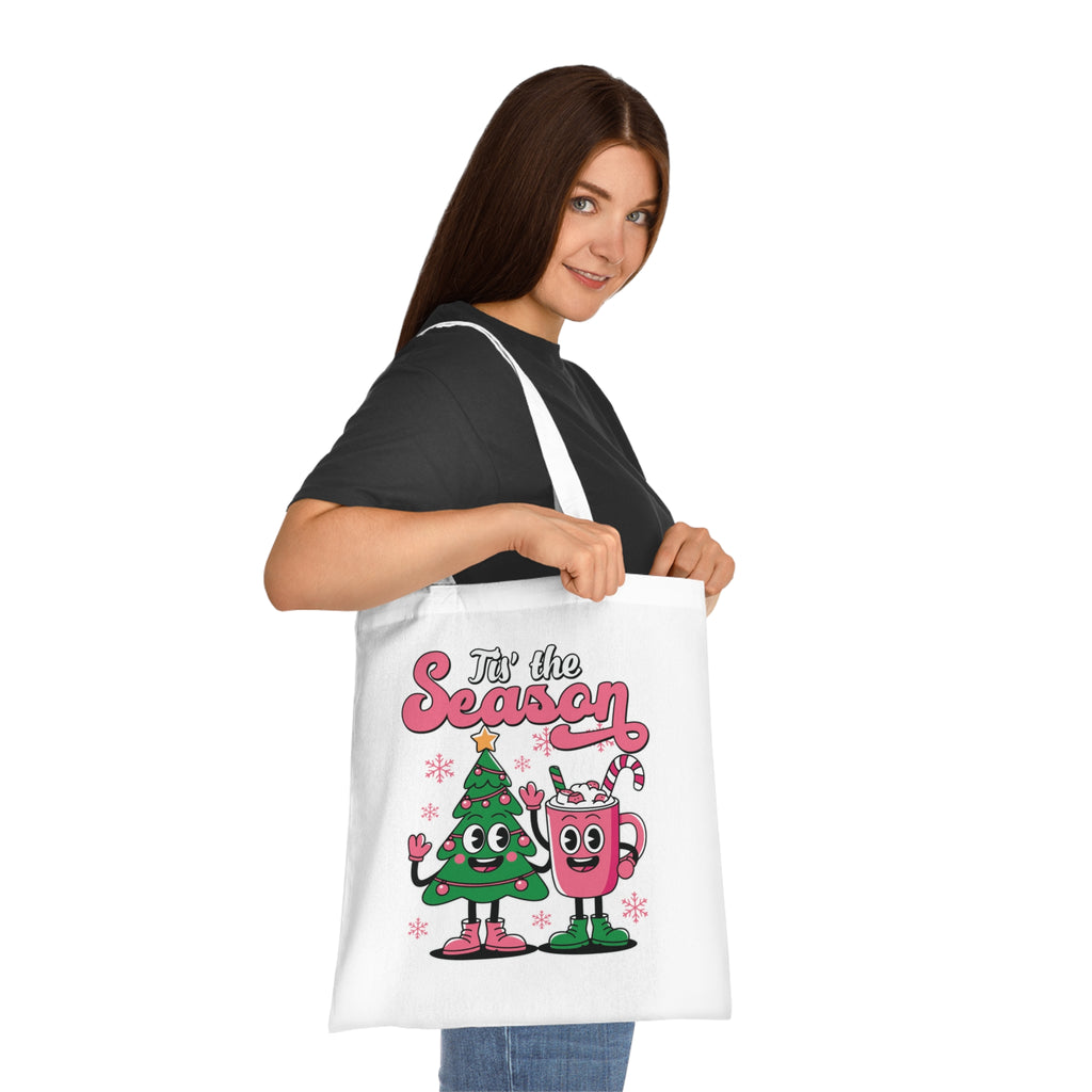 'Tis the Season Christmas Tree & Hot Cocoa Cute Holiday Cotton Tote