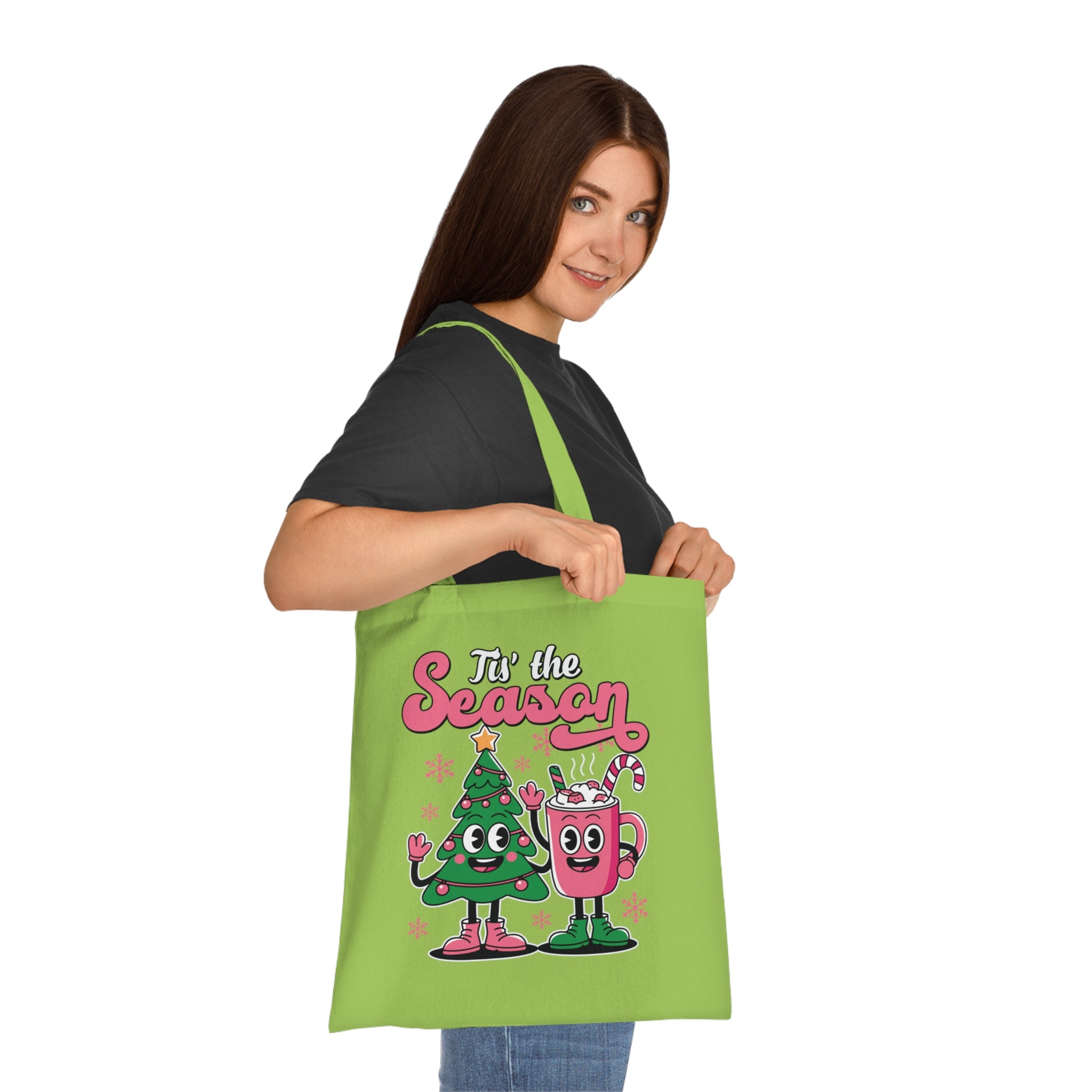 'Tis the Season Christmas Tree & Hot Cocoa Cute Holiday Cotton Tote