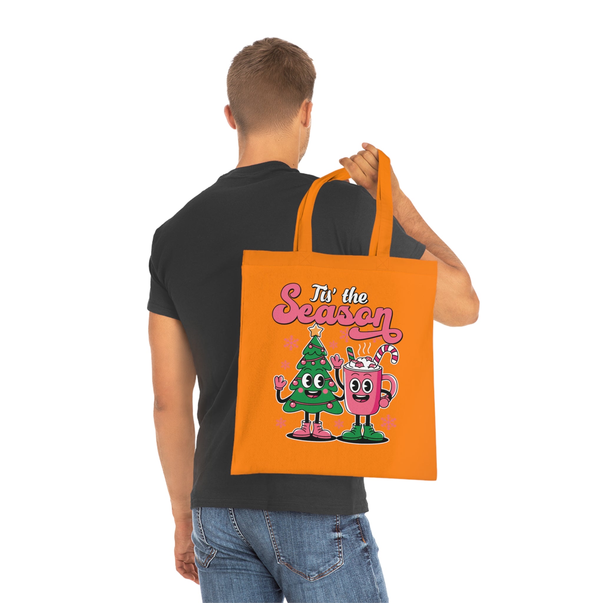 'Tis the Season Christmas Tree & Hot Cocoa Cute Holiday Cotton Tote