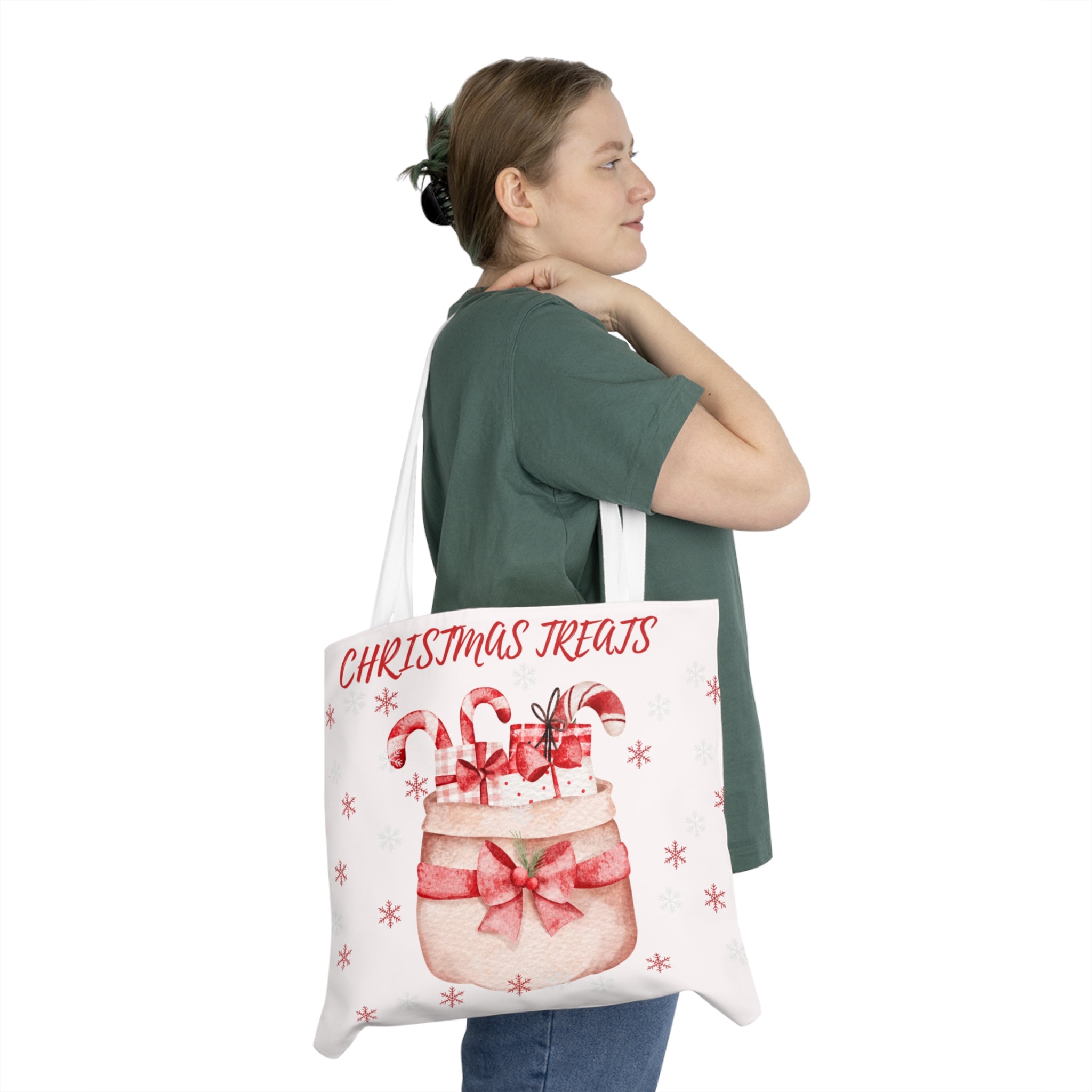 Christmas Treats Tote Bag — Festive Candy Cane Gift Shoulder Tote