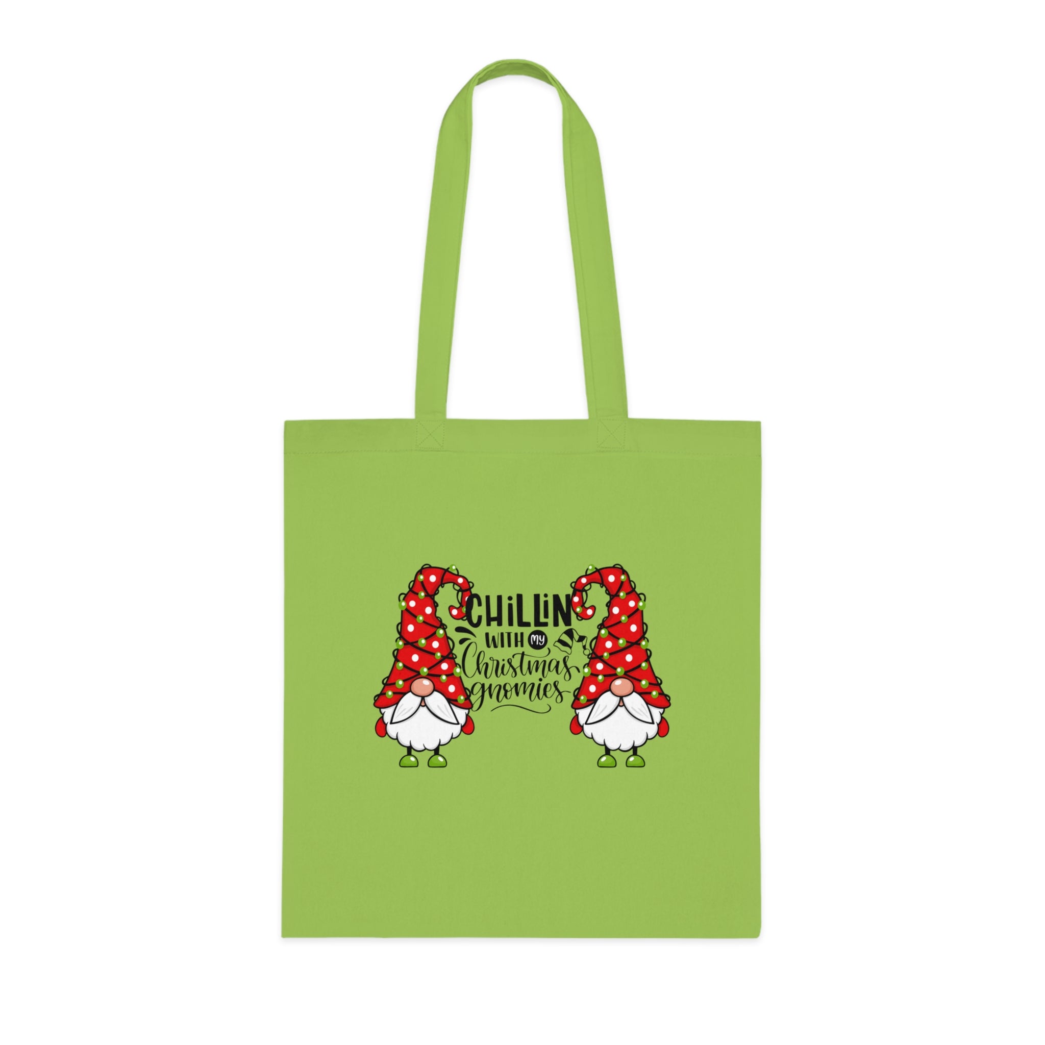 Chillin With My Gnomies Cotton Tote | Christmas Gnome Illustration