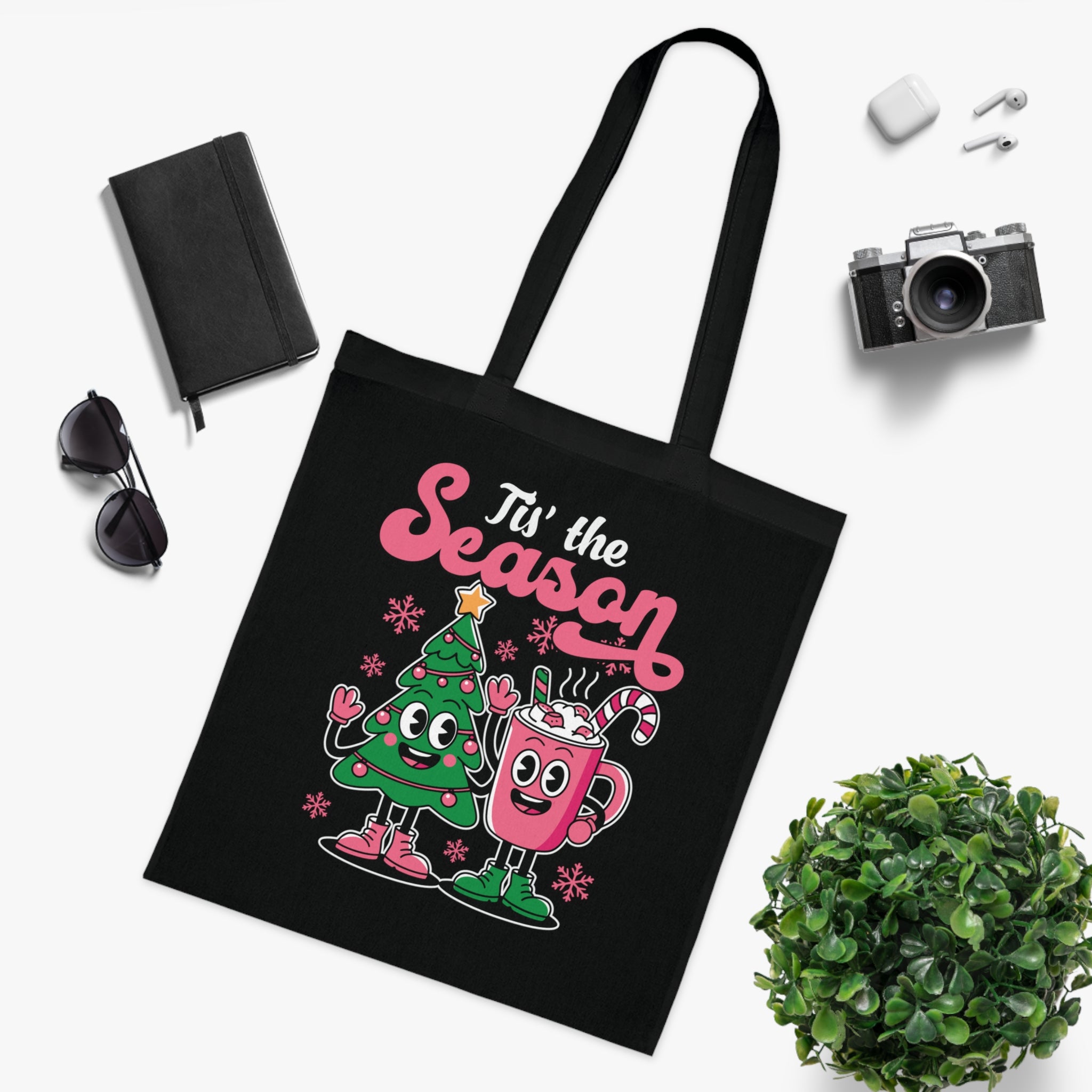 'Tis the Season Christmas Tree & Hot Cocoa Cute Holiday Cotton Tote
