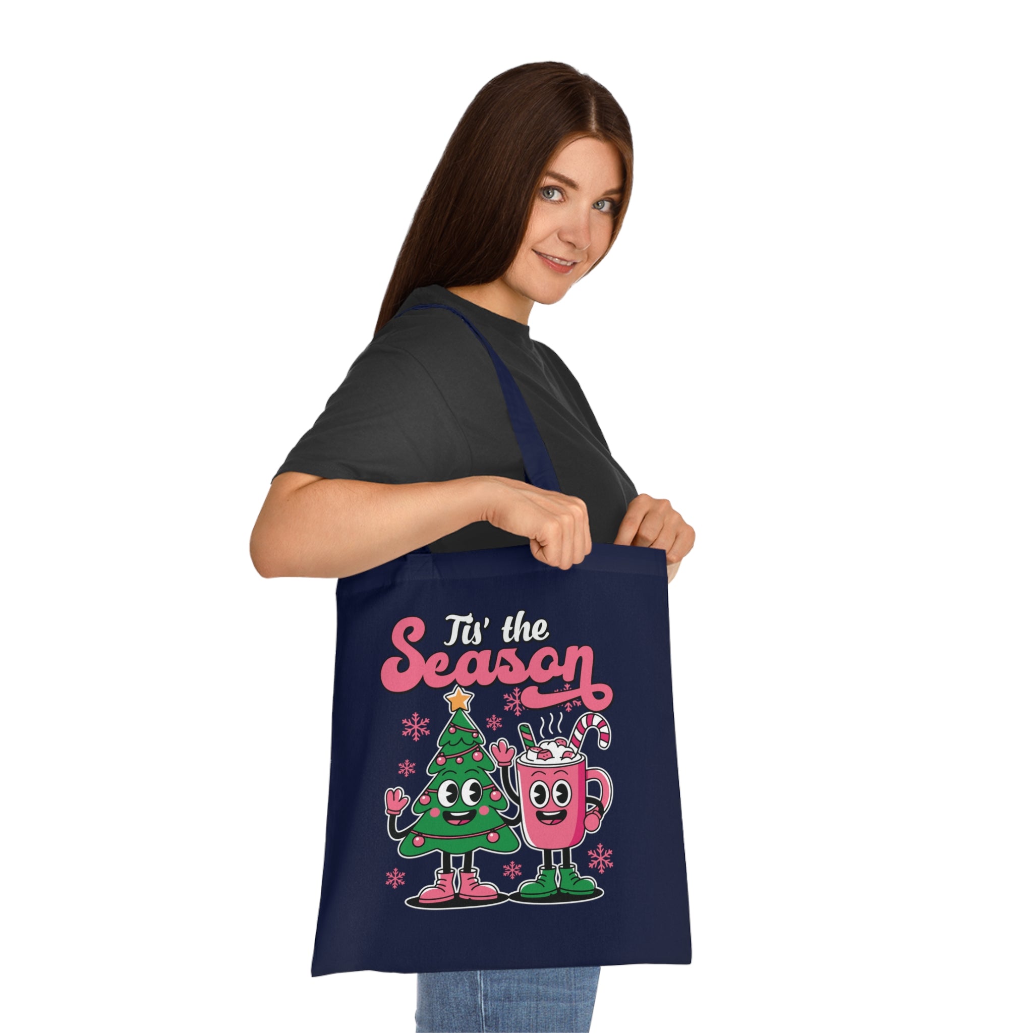 'Tis the Season Christmas Tree & Hot Cocoa Cute Holiday Cotton Tote