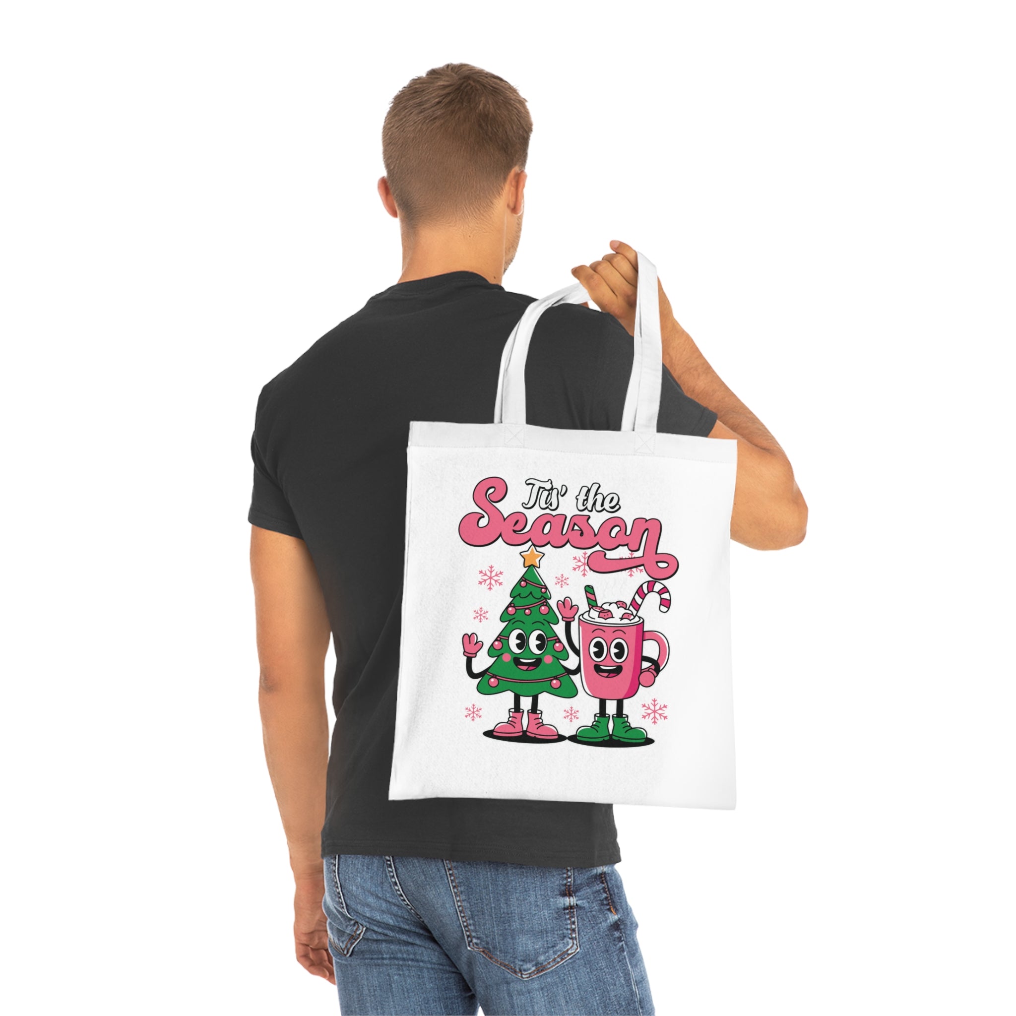 'Tis the Season Christmas Tree & Hot Cocoa Cute Holiday Cotton Tote