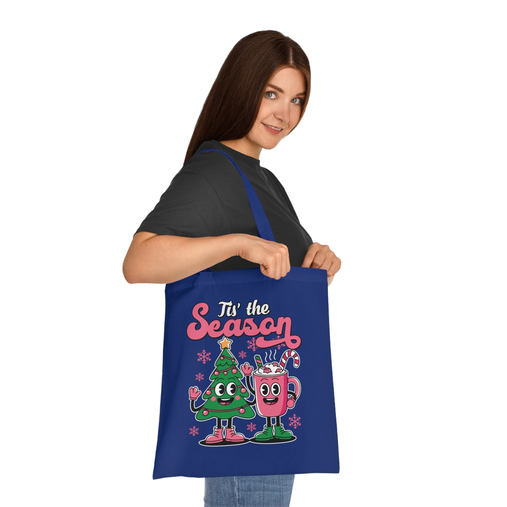 'Tis the Season Christmas Tree & Hot Cocoa Cute Holiday Cotton Tote