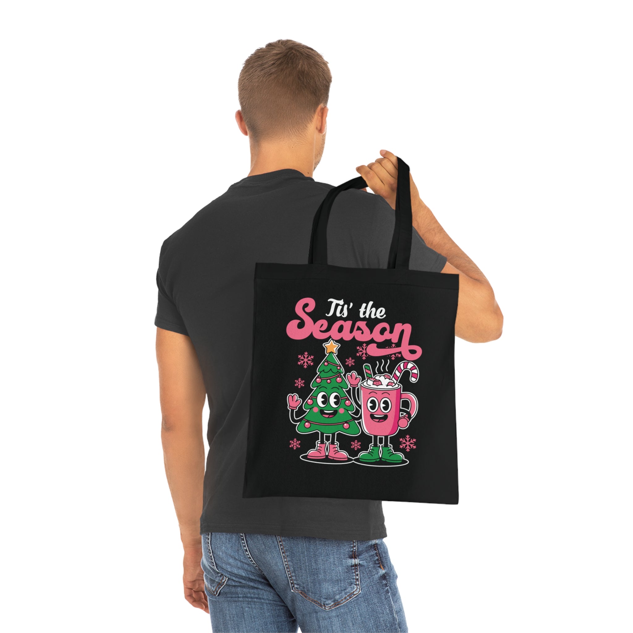 'Tis the Season Christmas Tree & Hot Cocoa Cute Holiday Cotton Tote