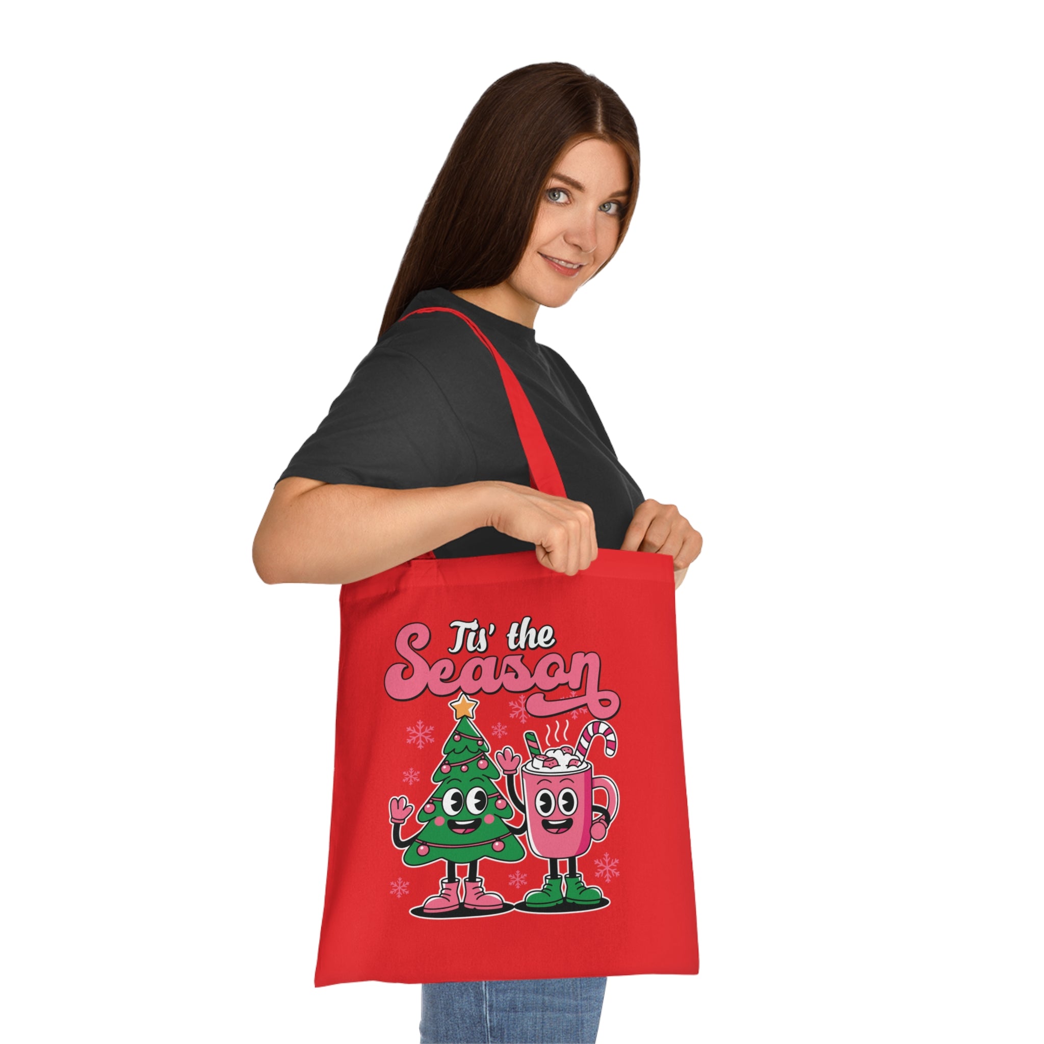 'Tis the Season Christmas Tree & Hot Cocoa Cute Holiday Cotton Tote