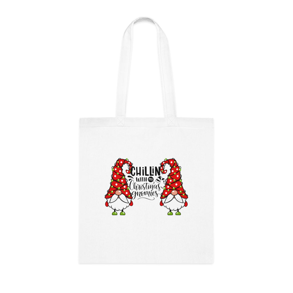 Chillin With My Gnomies Cotton Tote | Christmas Gnome Illustration
