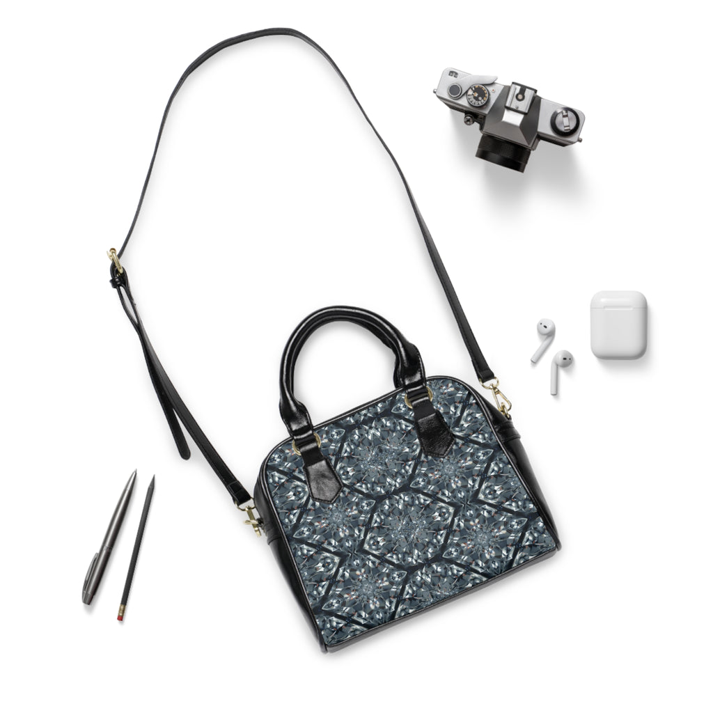 Quilted Slate Pattern Shoulder Handbag — Elegant Geometric Tote for Everyday & Evening