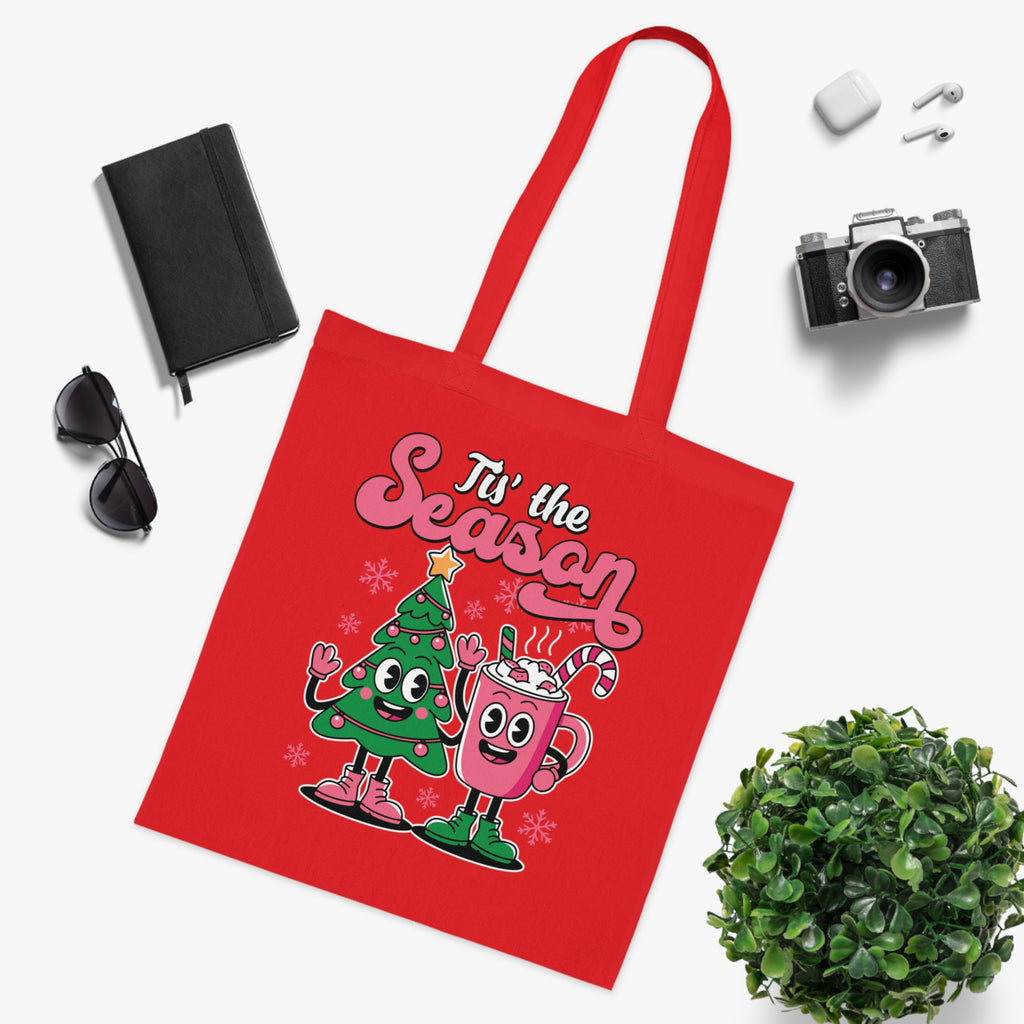 'Tis the Season Christmas Tree & Hot Cocoa Cute Holiday Cotton Tote