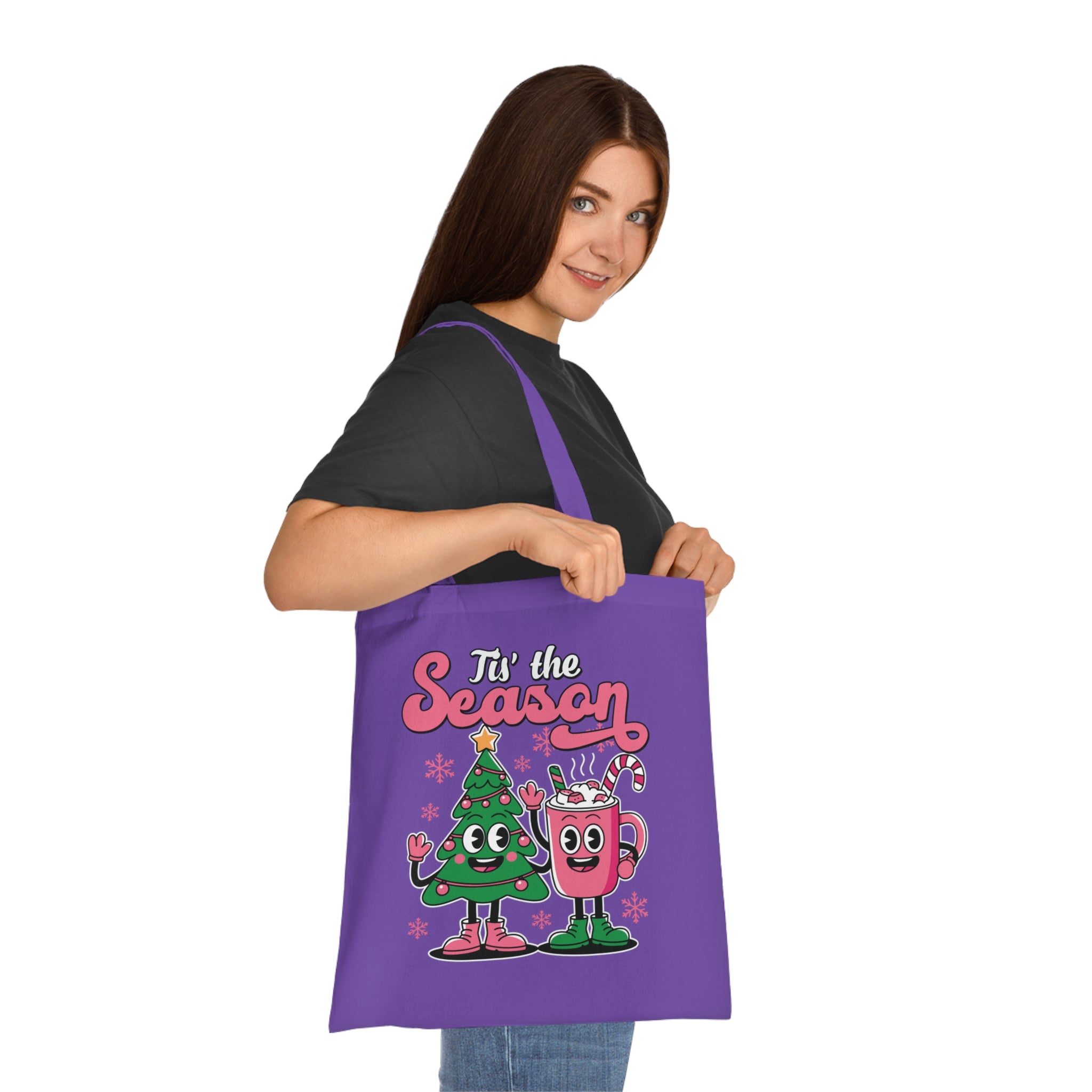 'Tis the Season Christmas Tree & Hot Cocoa Cute Holiday Cotton Tote