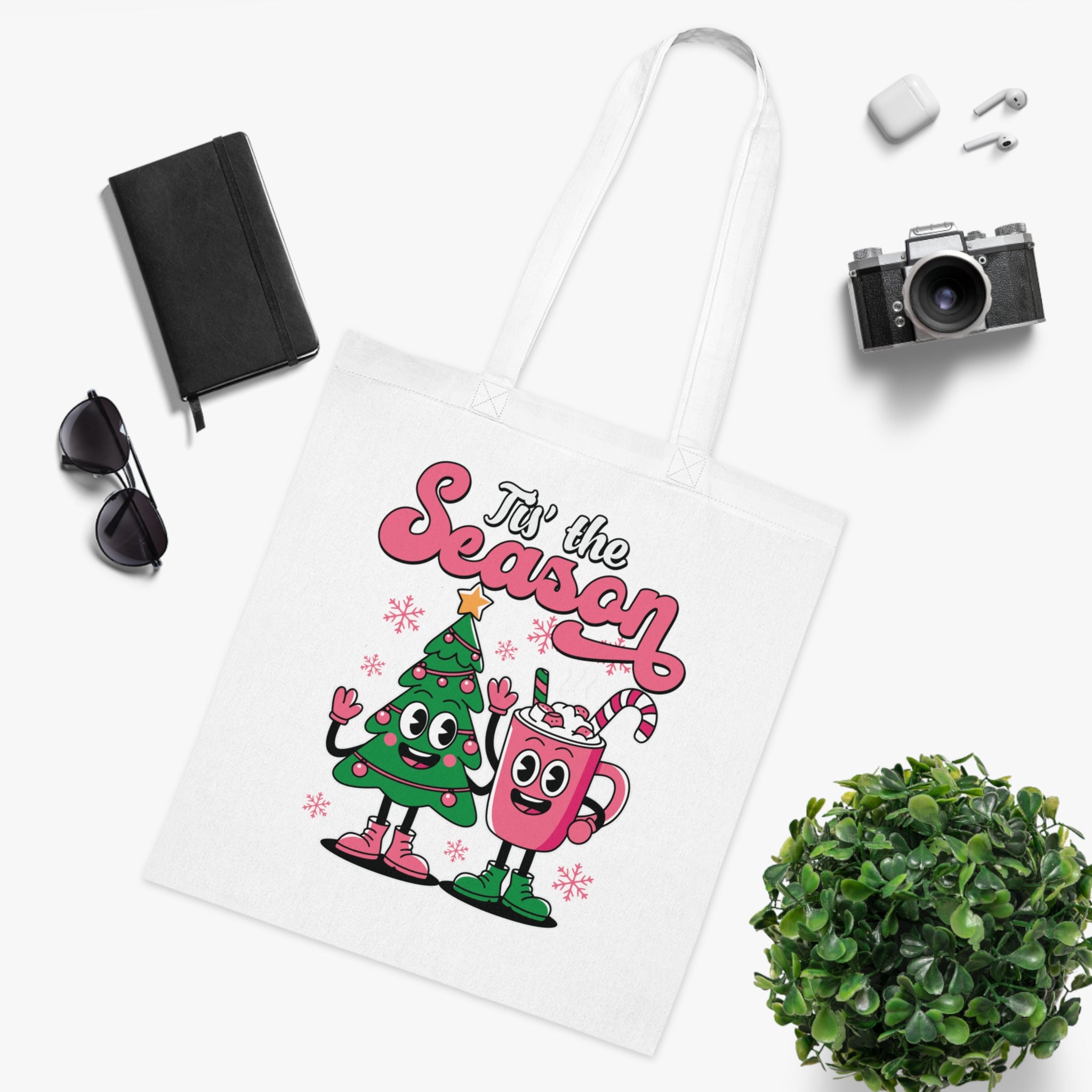 'Tis the Season Christmas Tree & Hot Cocoa Cute Holiday Cotton Tote