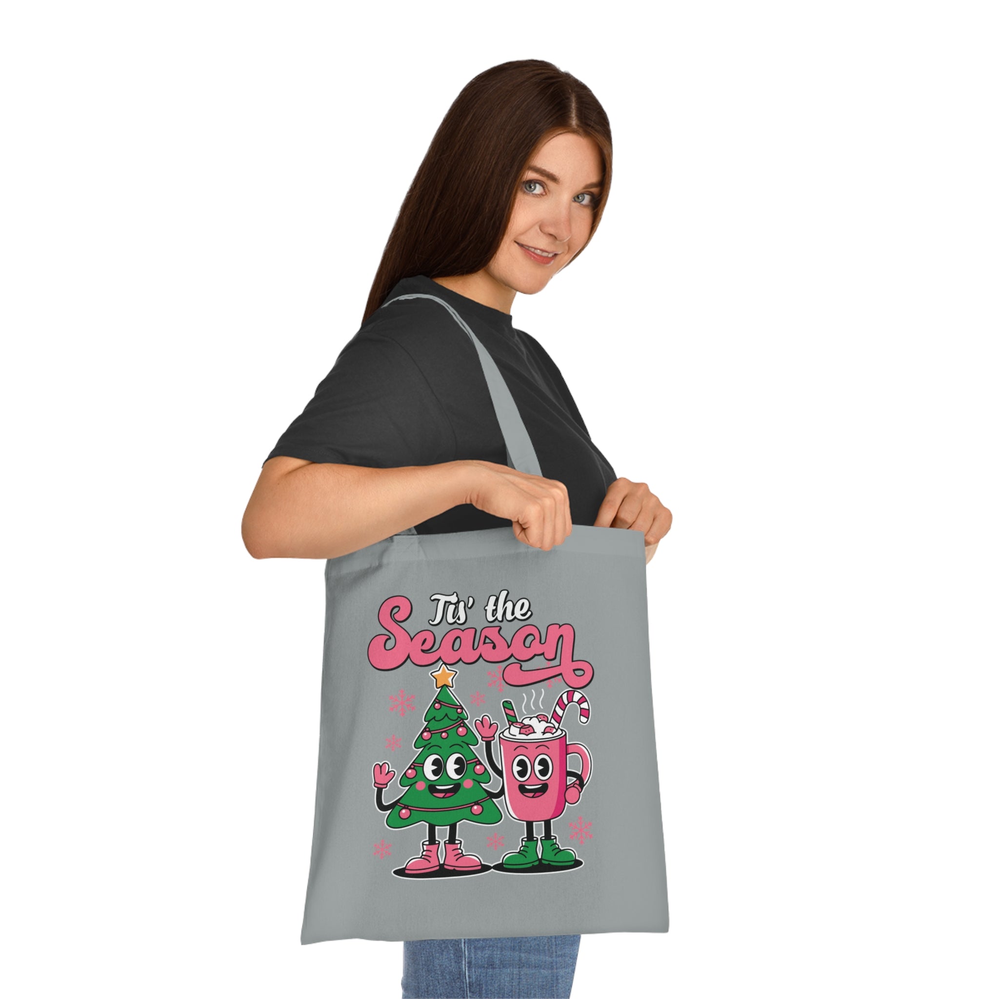 'Tis the Season Christmas Tree & Hot Cocoa Cute Holiday Cotton Tote
