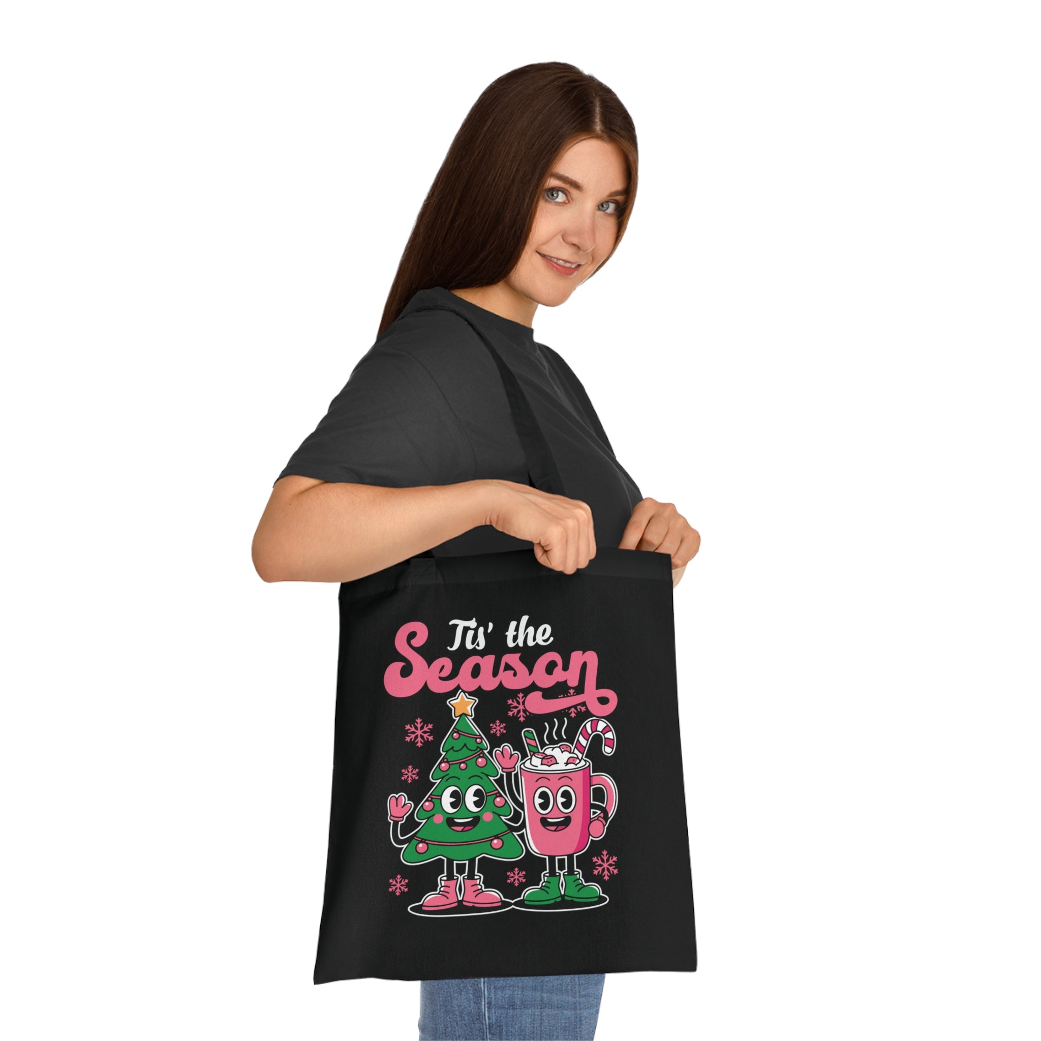 'Tis the Season Christmas Tree & Hot Cocoa Cute Holiday Cotton Tote