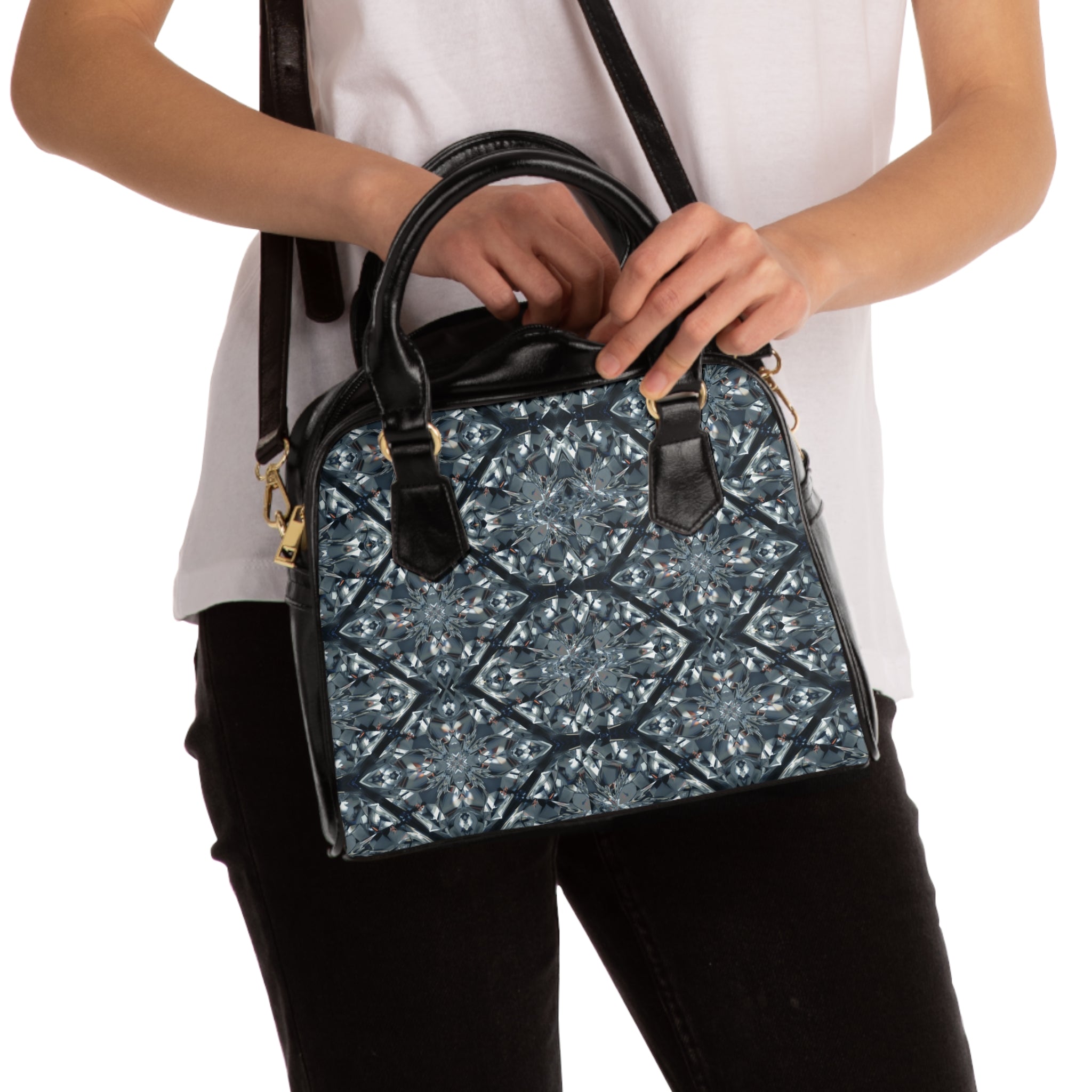 Quilted Slate Pattern Shoulder Handbag — Elegant Geometric Tote for Everyday & Evening